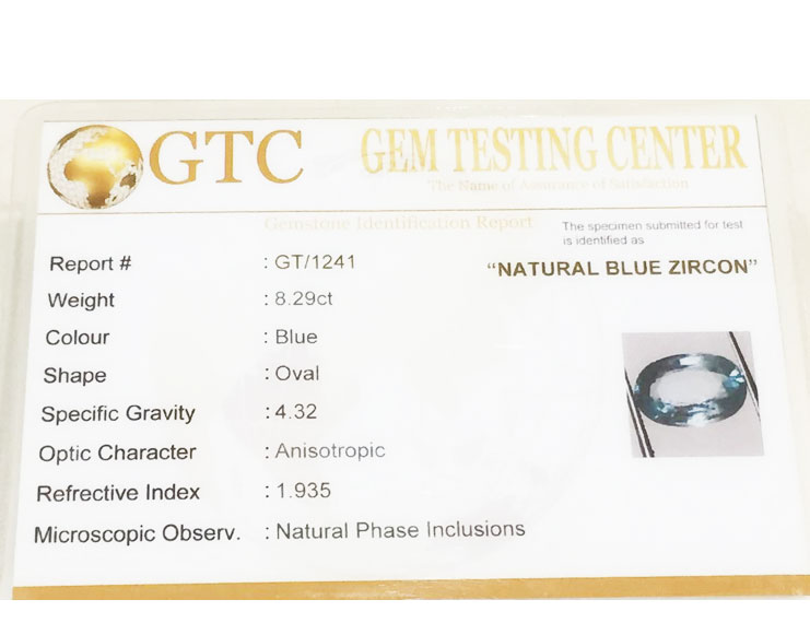 9.25 ratti (8.29 ct) Natural Blue Zircon
